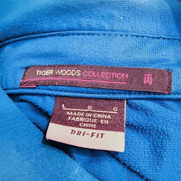 Tiger Woods Collection Nike Dry Fit  Polo Oak Hill Golf Shirt Blue Mens Size Lrg - Picture 6 of 6